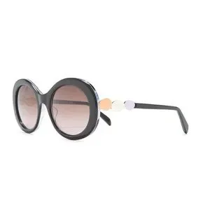 EMILIO PUCCI 55MM Round Sunglasses - Black / Bordeaux - Purple Hard Case EMILIO PUCCI 55MM Round Sunglasses - Black / Bordeaux  main image 3